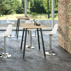 TAVOLO ALTO 80X80XH105CM NERO/ ROVERE SKINNY METAL