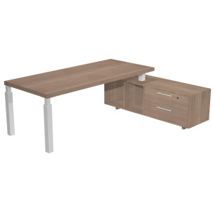 SCRIVANIA DIR. C/MOBILE SERV. 180X90CM PRESTIGE QUADRO CILIEGIO ARABIS/BIANCO COD. 901RIT/G/K/AM