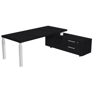 SCRIVANIA DIR. C/MOBILE SERV. 210X90CM PRESTIGE QUADRO NERO VENATO/BIANCO COD. 902RIT/G/8/AM