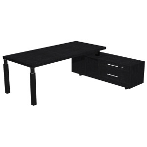 SCRIVANIA DIR. C/MOBILE SERV. 210X90CM PRESTIGE QUADRO NERO VENATO/NERO COD. 902RIT/G/8/AQ