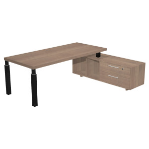 SCRIVANIA DIR. C/MOBILE SERV. 210X90CM PRESTIGE QUADRO CILIEGIO ARABIS/NERO COD. 902RIT/G/K/AQ