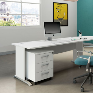 SCRIVANIA OPERATIVA FIANCHI A L MELAMINICO 140X80CM H73CM BIANCO AGORA' BASIC COD. JPL140/3