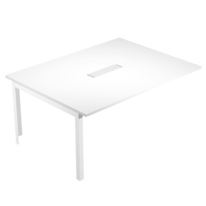 ALLUNGO TAVOLO RIUNIONE WOODY SUP.160X120CM PIANO BIANCO / GAMBE METAL COD. W-SOL-TR-S-3-AM