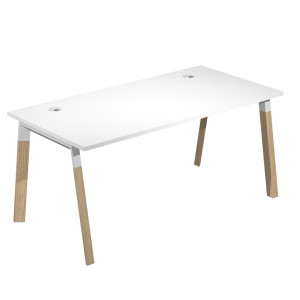 SCRIVANIA WOODY SUPERIOR 180X80CM PIANO BIANCO/GAMBE BIMAT. METAL/MASSELLO COD. W180-3-AM