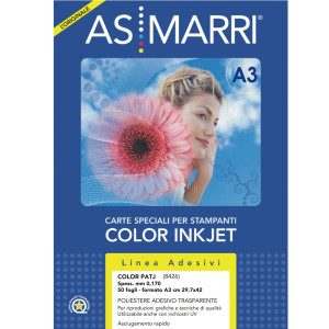 POLIESTERE INKJET A3 ADESIVO TRASPARENTE PERMANENTE 50FG 8426 MARRI COD. 8426