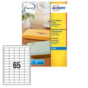 ETICHETTA ADESIVA J8651 BIANCA 25FG A4 38,1X21,2MM (65ET/FG) INKJET AVERY COD. J8651-25