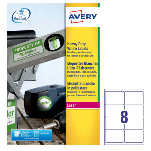 POLIESTERE ADESIVO L4715 BIANCO 20FG A4 99,1X67,7MM (8ET/FG) LASER AVERY COD. L4715-20