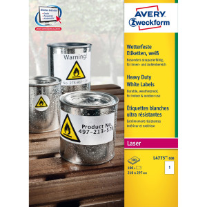 POLIESTERE ADESIVO L4775 BIANCO 100FG A4 210X297MM (1ET/FG) LASER AVERY COD. L4775-100