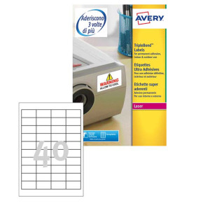 POLIESTERE ADESIVO EXTRA L6140 BIANCO 20FG 45,7X25,4MM (40ET/FG) LASER AVERY COD. L6140-20