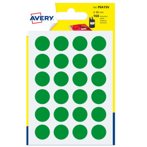 BLISTER 168 ETICHETTA ADESIVA TONDA PSA VERDE D15MM AVERY COD. PSA15V