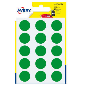 BLISTER 90 ETICHETTA ADESIVA TONDA PSA VERDE D19MM AVERY COD. PSA19V