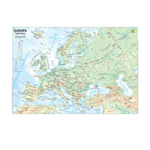 CARTA GEOGRAFICA SCOLASTICA PLASTIFICATA EUROPA 297X420MM BELLETTI COD. BS03P CONFEZIONE DA 20