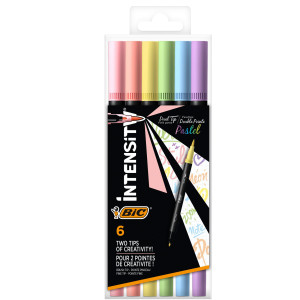 ASTUCCIO 6 PENNARELLI INTENSITY DUAL TIP BRUSH COLORI ASSORTITI PASTEL BIC COD. 503826