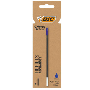 BLISTER 3 REFILL CRISTAL  RE'NEW 1MM BLU BIC COD. 503838