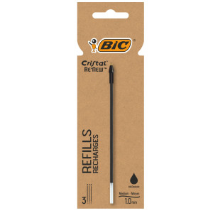 BLISTER 3 REFILL CRISTAL  RE'NEW 1MM NERO BIC COD. 503839