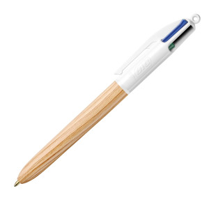 SCATOLA 12 PENNA SFERA A SCATTO 4 COLORI WOOD 1.0MM BIC COD. 508964