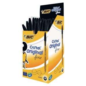SCATOLA 50 PENNA SFERA CRISTAL  FINE -50 0,8MM NERO BIC COD. 872731
