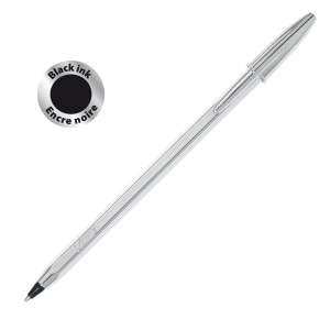 SCATOLA 20 PENNA SFERA CRISTAL  SHINE SILVER MEDIO 1,0MM NERO BIC COD. 921339