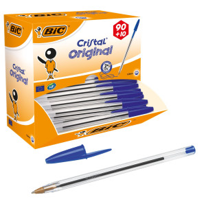 DISPENSER VALUE PACK 90+10 PENNA SFERA CRISTAL  MEDIO 1,0MM BLU BIC COD. 942910