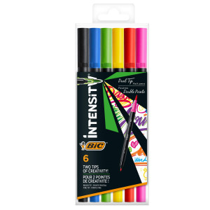 ASTUCCIO 6 PENNARELLI INTENSITY DUAL TIP BRUSH COLORI ASSORTITI INTENSE BIC COD. 989694