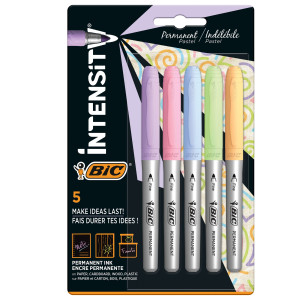 ASTUCCIO 5 MARCATORI INTENSITY PUNTA TONDA COLORI ASSORTITI PASTEL BIC COD. 999132