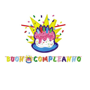 FESTONE IN CARTONCINO 6MT BUON COMPLEANNO TORTA BIG PARTY COD. 13393