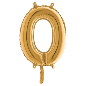 PALLONCINO IN MYLAR H.36CM NUMERO ''0'' ORO BIG PARTY COD. 42700