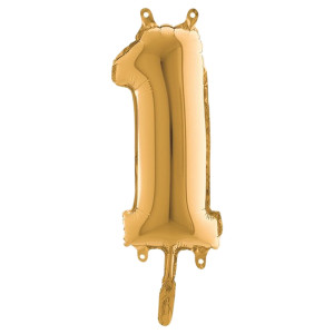 PALLONCINO IN MYLAR H.36CM NUMERO ''1'' ORO BIG PARTY COD. 42701