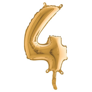 PALLONCINO IN MYLAR H.36CM NUMERO ''4'' ORO BIG PARTY COD. 42704