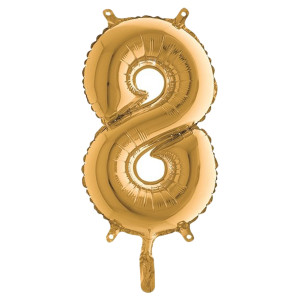PALLONCINO IN MYLAR H.36CM NUMERO ''8'' ORO BIG PARTY COD. 42708