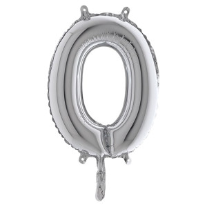 PALLONCINO IN MYLAR H.36CM NUMERO ''0'' ARGENTO BIG PARTY COD. 42840
