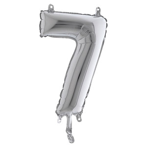PALLONCINO IN MYLAR H.36CM NUMERO ''7'' ARGENTO BIG PARTY COD. 42847