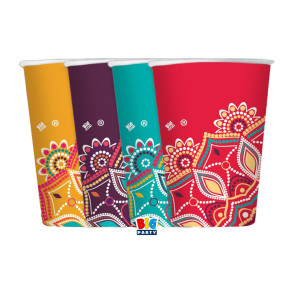 8 BICCHIERI IN CARTA CC.200 MANDALA BIG PARTY COD. 75760