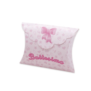25 SCATOLINE PORTACONFETTI 10X8X3CM BATTESIMO BABY ROSA BIG PARTY COD. 81598