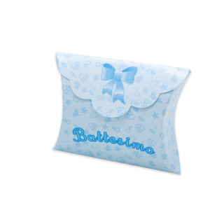 25 SCATOLINE PORTACONFETTI 10X8X3CM BATTESIMO BABY CELESTE BIG PARTY COD. 81599