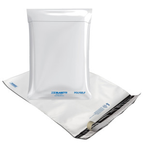100 BUSTE CON SOFFIETTO IN POLIETILENE POLYSELF PER CORRIERI 32X48X10CM A3 COD. 0892