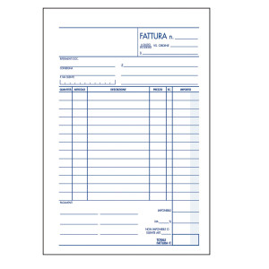 BLOCCO FATTURA 1 ALIQUOTA 150X225MM 50FGX2COPIE RIC BM COD. 0100072 CONFEZIONE DA 5
