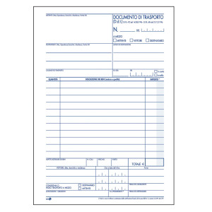 DOCUMENTO DI TRASPORTO 150X225MM 50FGX3 COPIE(MITT-DEST-VETT) BM COD. 0100401