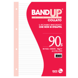 BLOCCO COLLATO FORATI RINFORZATI BANDUP A4 90GR 40FG 1RIGO BM COD. 0106434 CONFEZIONE DA 10