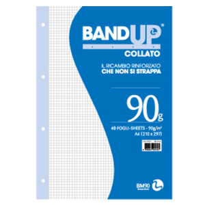 BLOCCO COLLATO FORATI RINFORZATI BANDUP A4 90GR 40FG 4MM BM COD. 0106435 CONFEZIONE DA 10