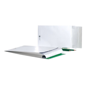 100 BUSTE BIANCHE A SACCO CON SOFFIETTI SECURITEX  B5 17,6X25X3,8CM 130GR COD. 14221