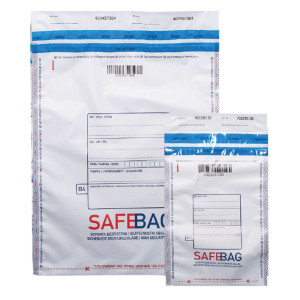 100 SACCHETTI DI SICUREZZA BIANCHI SAFE BAG PER CORRIERI K70 14,4X24+4CM COD. 68281
