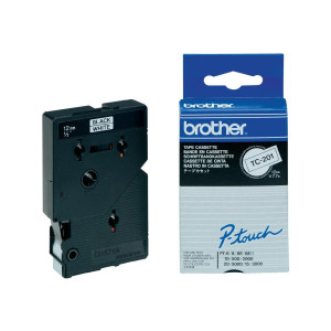 NASTRO BROTHER TC-201 12MM BIANCO/SCRITTA NERO COD. TC-201