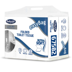 PACCO 250 STRAPPI CARTA IGIENICA INTERFOGLIATA EASYBAG BULKYSOFT COD. 67582 CONFEZIONE DA 24