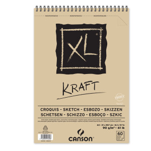 ALBUM SPIRALATO LATO CORTO XL KRAFT A4 60 FG. 90 GR. CANSON COD. 400039141 CONFEZIONE DA 5