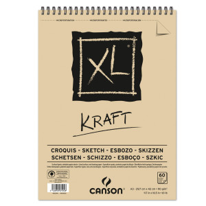 ALBUM SPIRALATO LATO CORTO XL KRAFT A3 60 FG. 90 GR. CANSON COD. 400039142 CONFEZIONE DA 5