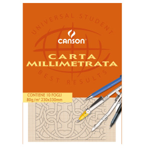 BLOCCO CARTA OPACA MILLIMETRATA 230X330MM 10FG 80GR CANSON COD. C200005813 CONFEZIONE DA 25