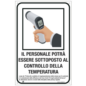 ETICHETTA PER VETROFANIE 12X18CM ''CONTROLLO TEMPERATURA DEL PERSONALE'' COD. 2237S