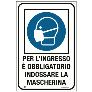 ETICHETTA PER VETROFANIE 12X18CM ''OBBLIGO USO MASCHERINA'' COD. 2239S