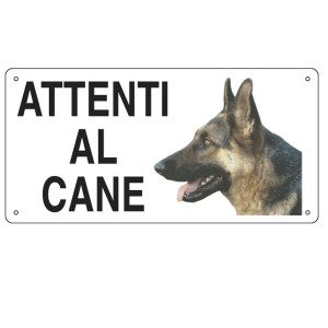 CARTELLO ALLUMINIO 25X12,5CM 'ATTENTI AL CANE'' COD. 8505